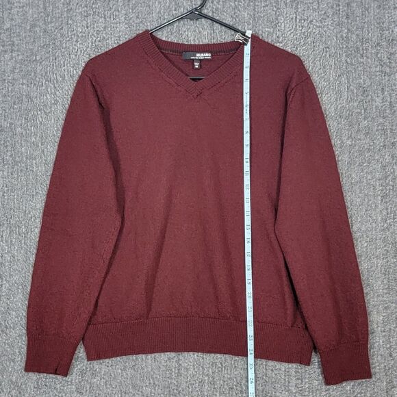 Murano Sweater Womens Medium Maroon Brown 100% Merino Wool V Neck Pullover - Picture 3 of 12